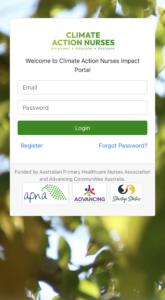 Climate Action Nurses login page